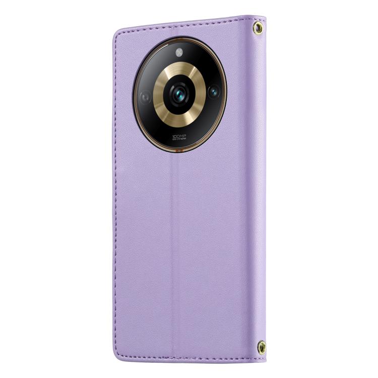 For Realme 11 Pro Cute Cats Magnetic Closure Vegan Leather Phone Case with Strap