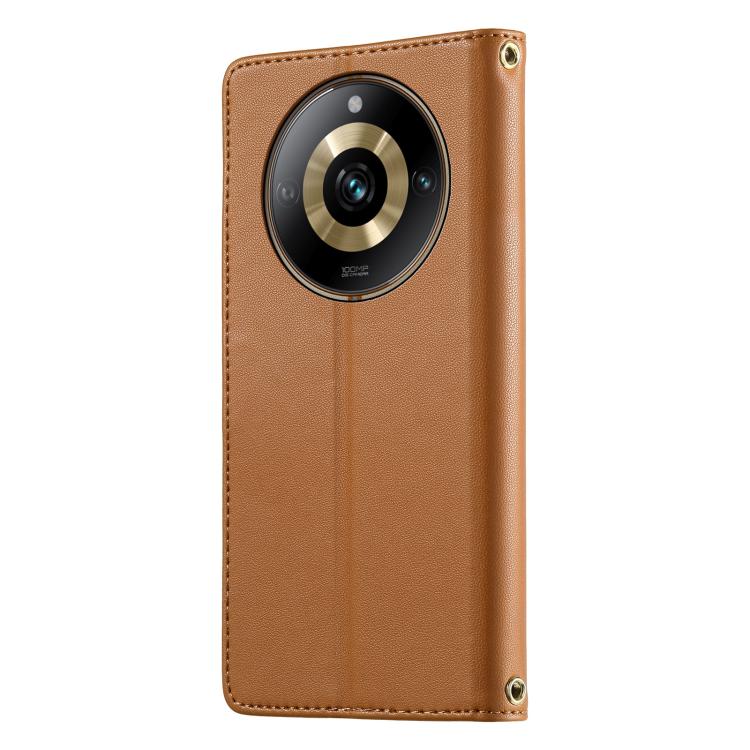 For Realme 11 Pro Cute Cats Magnetic Closure Vegan Leather Phone Case with Strap