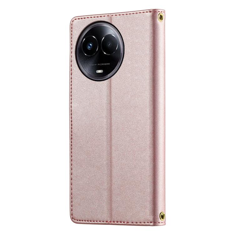 For Realme 11 5G Cute Cats Magnetic Closure Vegan Leather Phone Case with Strap