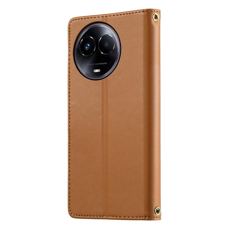 For Realme 11 5G Cute Cats Magnetic Closure Vegan Leather Phone Case with Strap