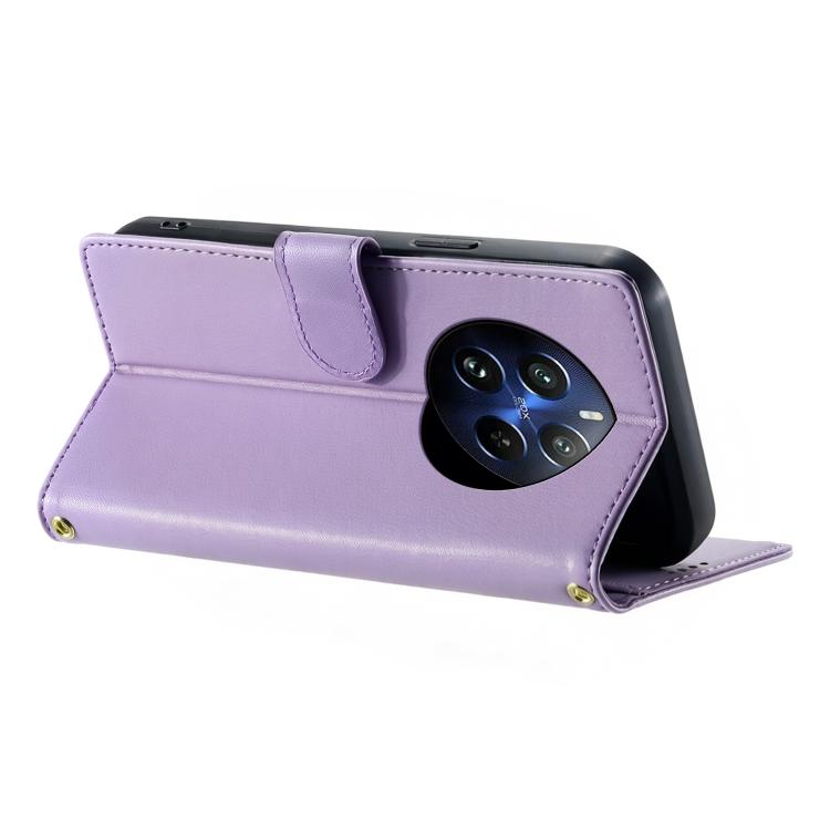 For Realme 12 Pro 5G / 12 Pro+ 5G Cute Cats Magnetic Closure Vegan Leather Phone Case with Strap