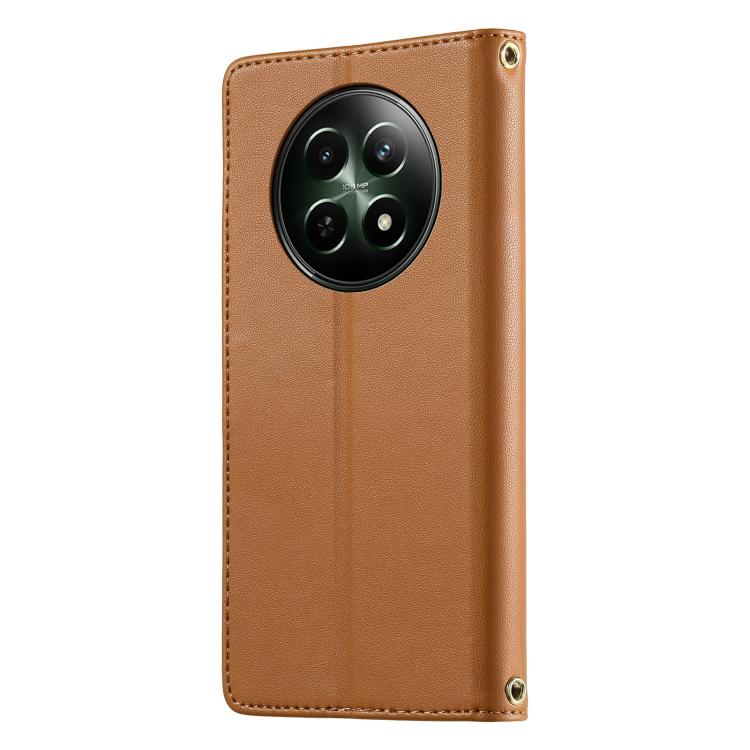 For Realme 12 5G / 12x 5G / C65 5G Cute Cats Magnetic Closure Vegan Leather Phone Case with Strap