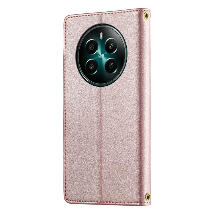 For Realme 12+ / Narzo 70 5G Cute Cats Magnetic Closure Vegan Leather Phone Case with Strap