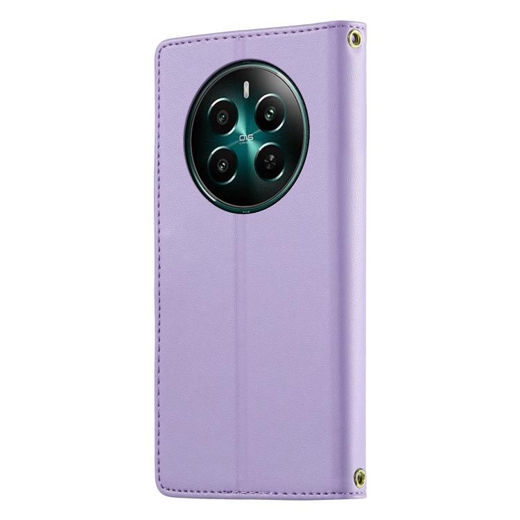 For Realme 12+ / Narzo 70 5G Cute Cats Magnetic Closure Vegan Leather Phone Case with Strap