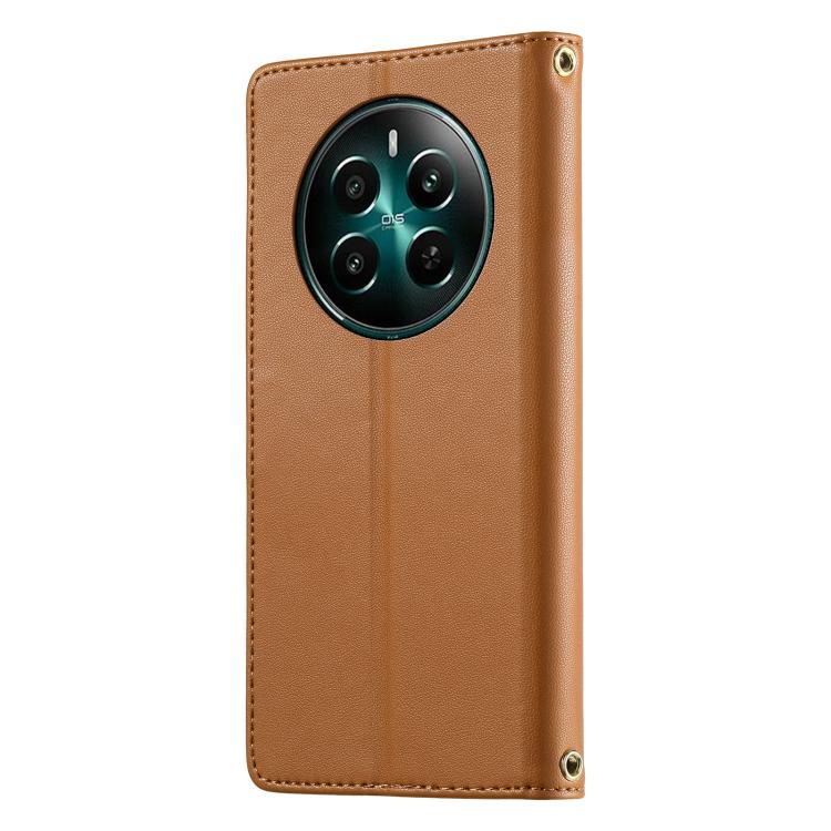 For Realme 12+ / Narzo 70 5G Cute Cats Magnetic Closure Vegan Leather Phone Case with Strap