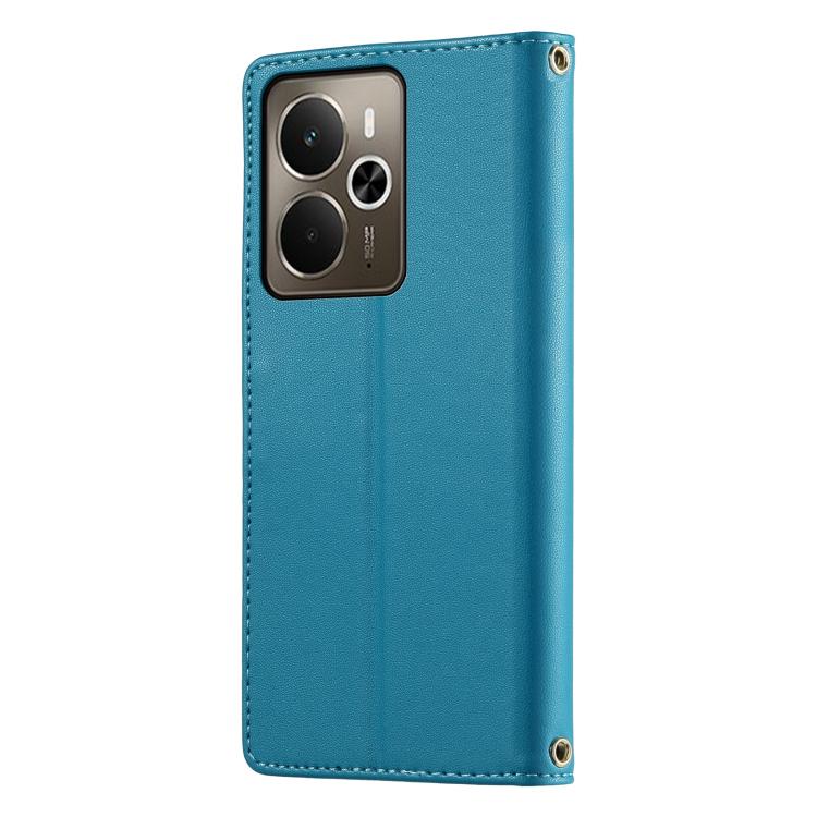 For Realme 14 5G / P3 5G Cute Cats Magnetic Closure Vegan Leather Phone Case with Strap