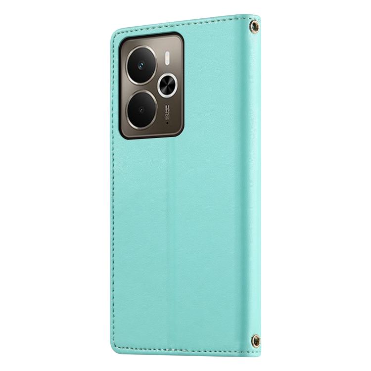 For Realme 14 5G / P3 5G Cute Cats Magnetic Closure Vegan Leather Phone Case with Strap