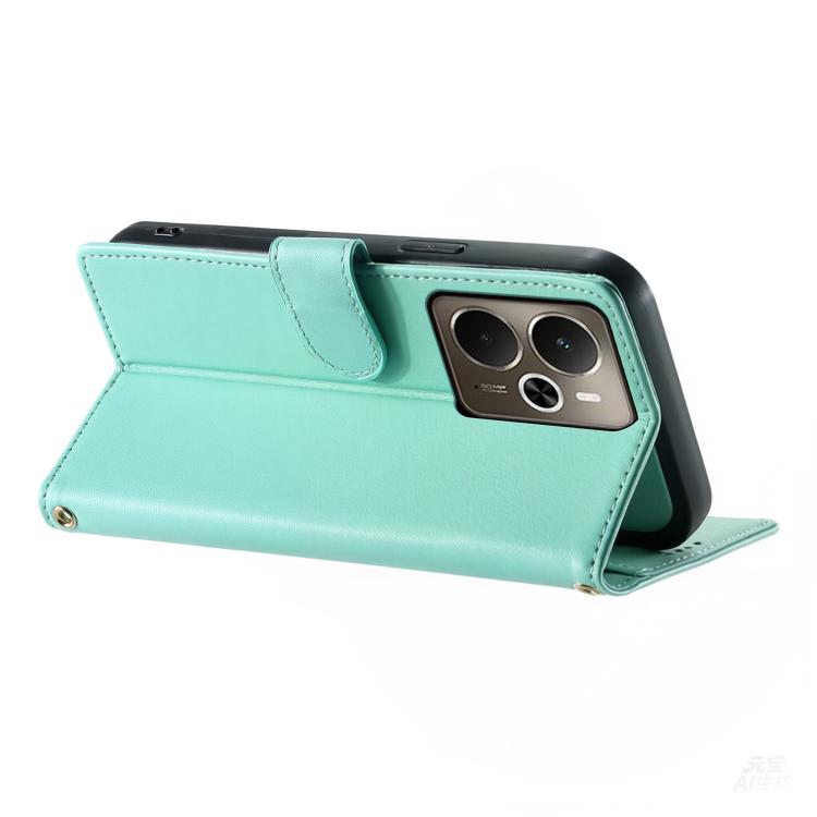 For Realme 14 5G / P3 5G Cute Cats Magnetic Closure Vegan Leather Phone Case with Strap