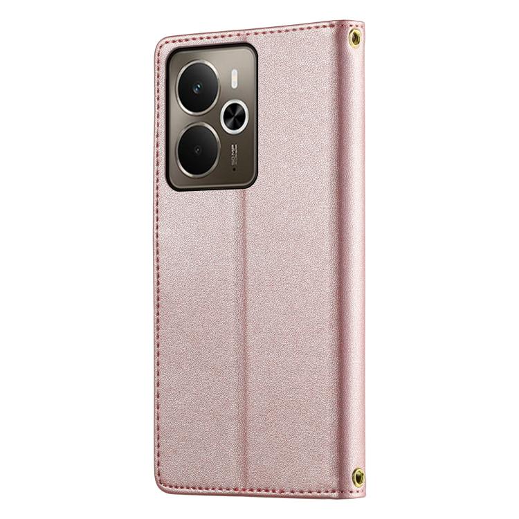 For Realme 14 5G / P3 5G Cute Cats Magnetic Closure Vegan Leather Phone Case with Strap