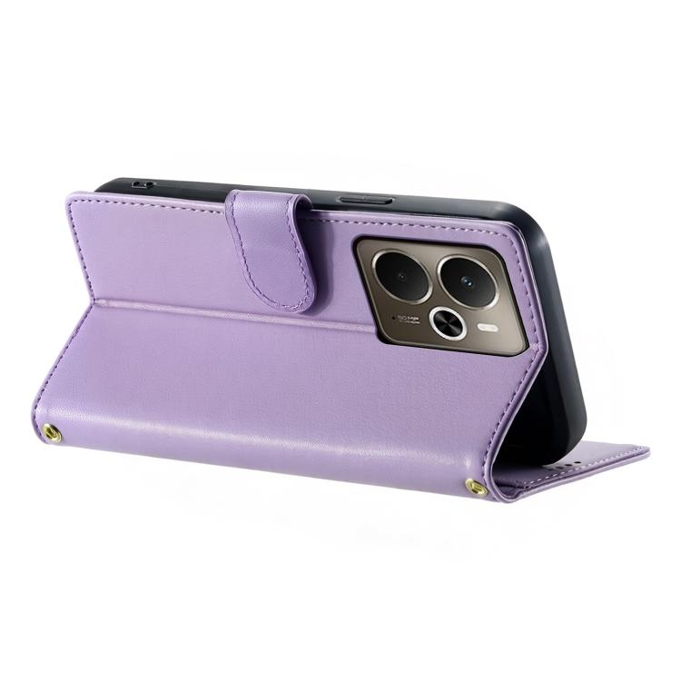 For Realme 14 5G / P3 5G Cute Cats Magnetic Closure Vegan Leather Phone Case with Strap