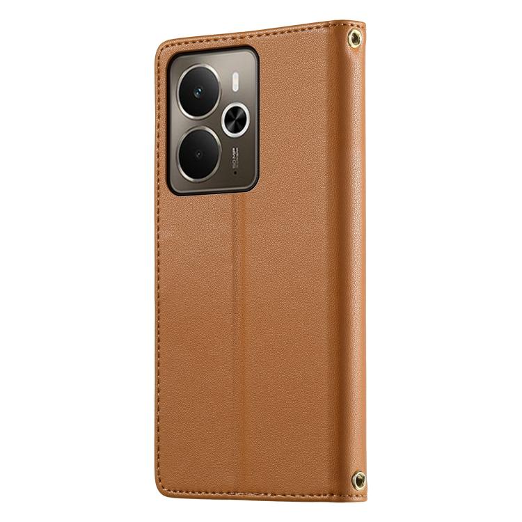 For Realme 14 5G / P3 5G Cute Cats Magnetic Closure Vegan Leather Phone Case with Strap