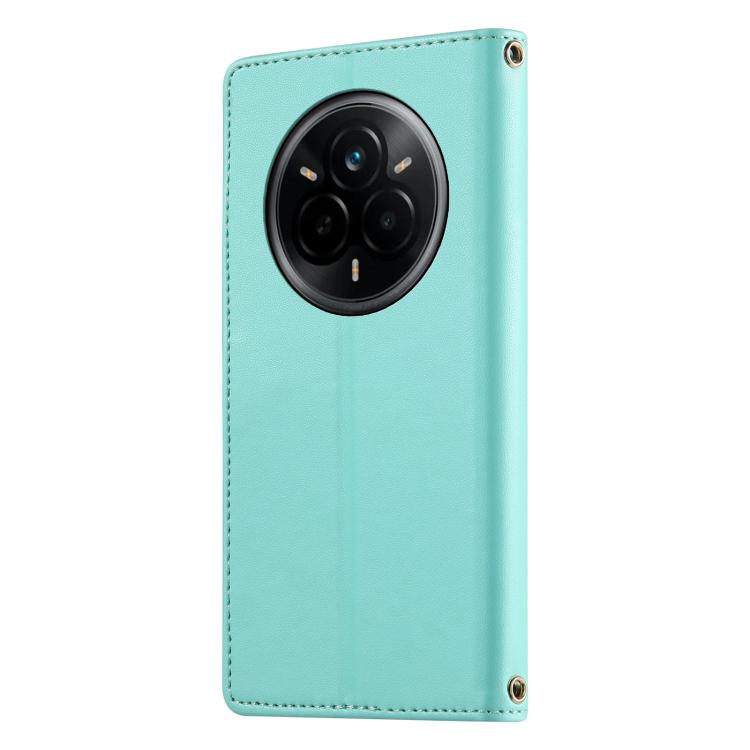 For Realme 14 Pro Cute Cats Magnetic Closure Vegan Leather Phone Case with Strap