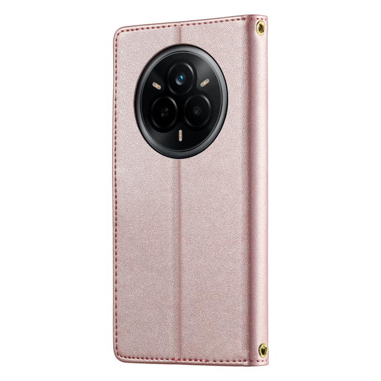 For Realme 14 Pro Cute Cats Magnetic Closure Vegan Leather Phone Case with Strap