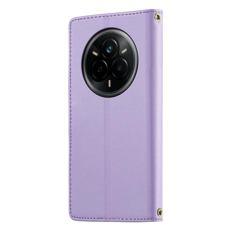 For Realme 14 Pro Cute Cats Magnetic Closure Vegan Leather Phone Case with Strap