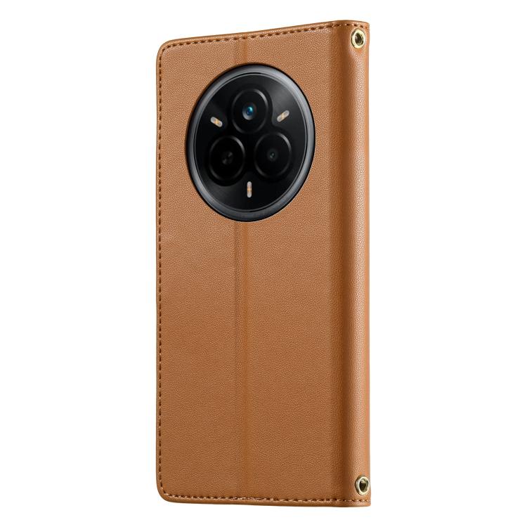 For Realme 14 Pro Cute Cats Magnetic Closure Vegan Leather Phone Case with Strap