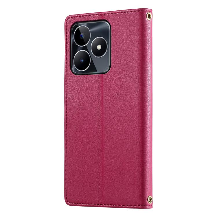 For Realme C53 4G / Narzo N53 4G Cute Cats Magnetic Closure Vegan Leather Phone Case with Strap