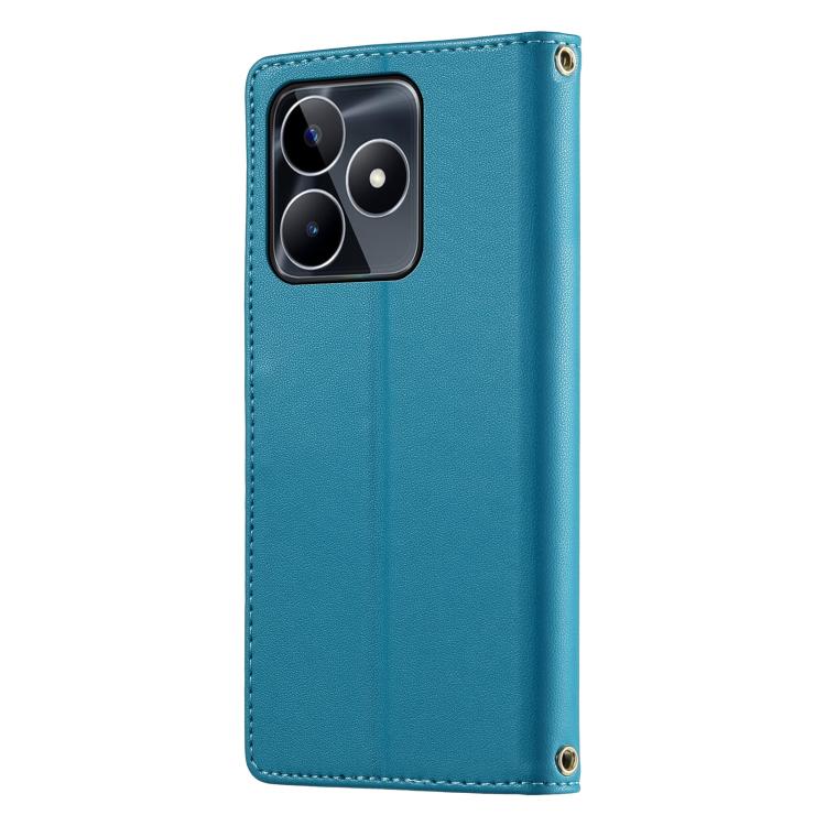For Realme C53 4G / Narzo N53 4G Cute Cats Magnetic Closure Vegan Leather Phone Case with Strap
