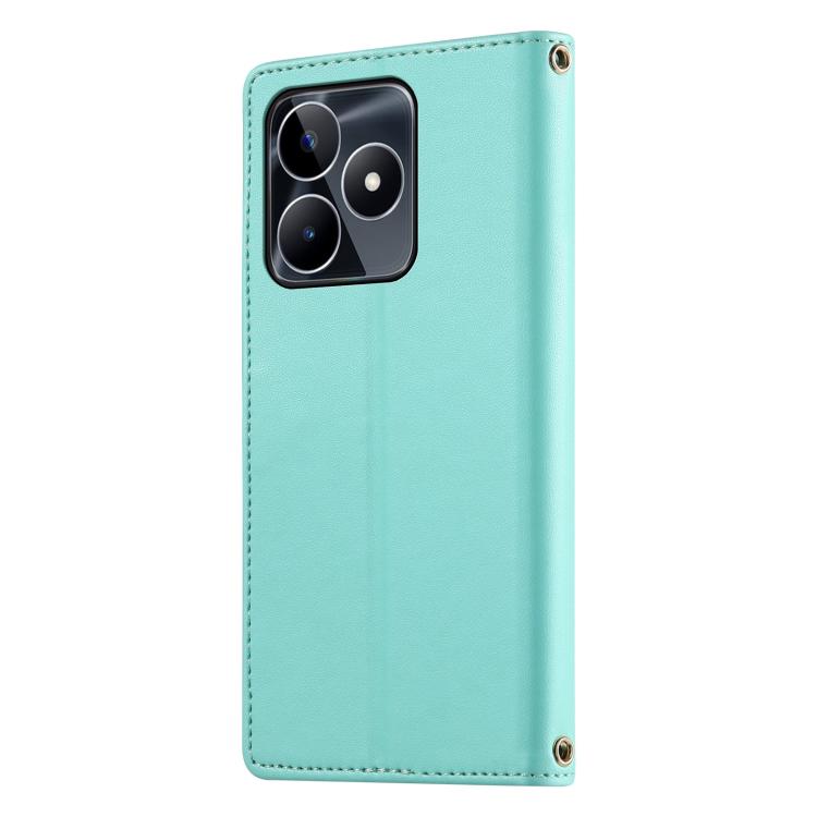 For Realme C53 4G / Narzo N53 4G Cute Cats Magnetic Closure Vegan Leather Phone Case with Strap