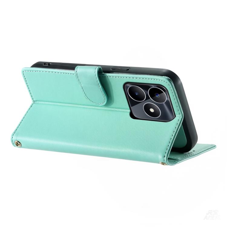 For Realme C53 4G / Narzo N53 4G Cute Cats Magnetic Closure Vegan Leather Phone Case with Strap