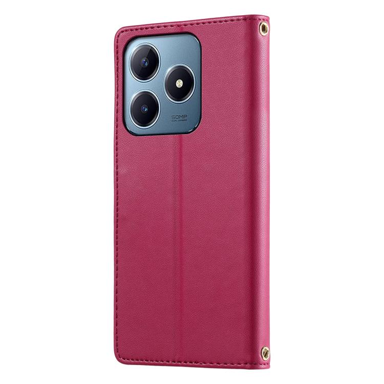For Realme C63 4G / C61 4G / Narzo N63 4G Cute Cats Magnetic Closure Vegan Leather Phone Case with Strap