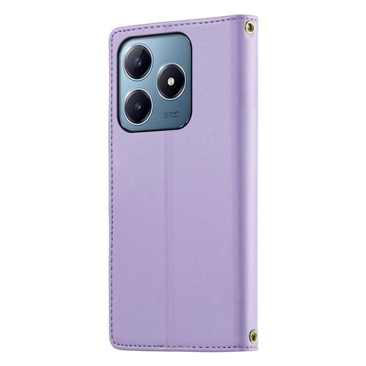 For Realme C63 4G / C61 4G / Narzo N63 4G Cute Cats Magnetic Closure Vegan Leather Phone Case with Strap