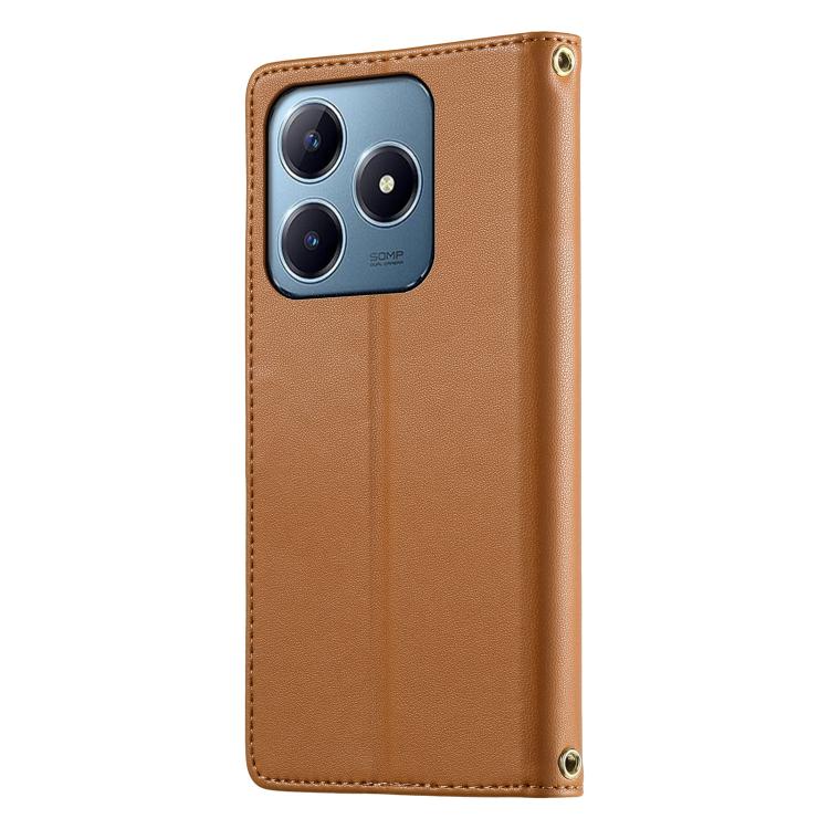For Realme C63 4G / C61 4G / Narzo N63 4G Cute Cats Magnetic Closure Vegan Leather Phone Case with Strap