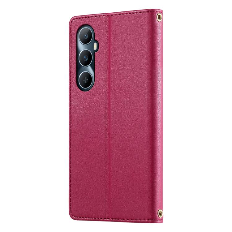 For Realme C65 4G Cute Cats Magnetic Closure Vegan Leather Phone Case with Strap