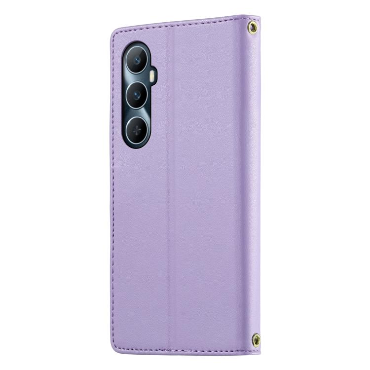 For Realme C65 4G Cute Cats Magnetic Closure Vegan Leather Phone Case with Strap