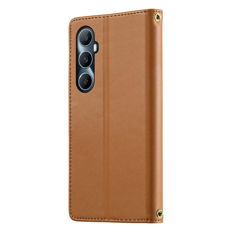 For Realme C65 4G Cute Cats Magnetic Closure Vegan Leather Phone Case with Strap