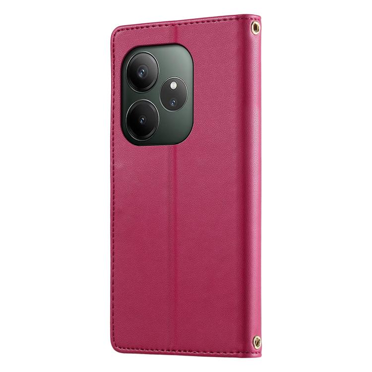 For Realme GT 6 Global Cute Cats Magnetic Closure Vegan Leather Phone Case with Strap