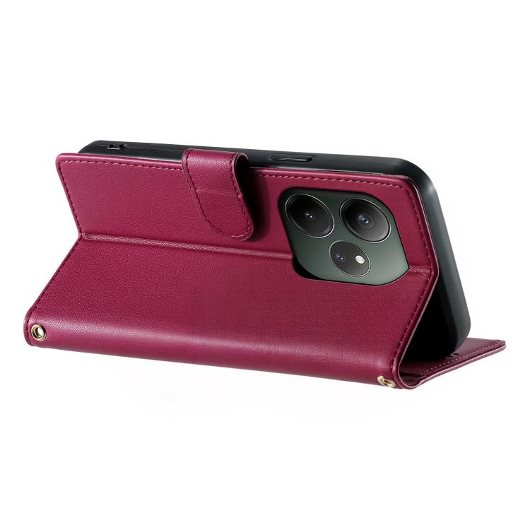 For Realme GT 6 Global Cute Cats Magnetic Closure Vegan Leather Phone Case with Strap