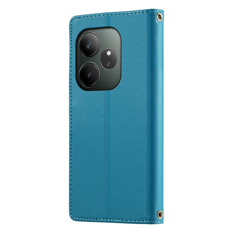 For Realme GT 6 Global Cute Cats Magnetic Closure Vegan Leather Phone Case with Strap
