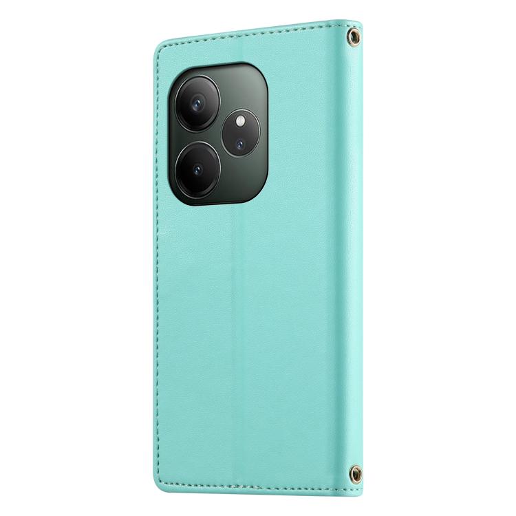 For Realme GT 6 Global Cute Cats Magnetic Closure Vegan Leather Phone Case with Strap