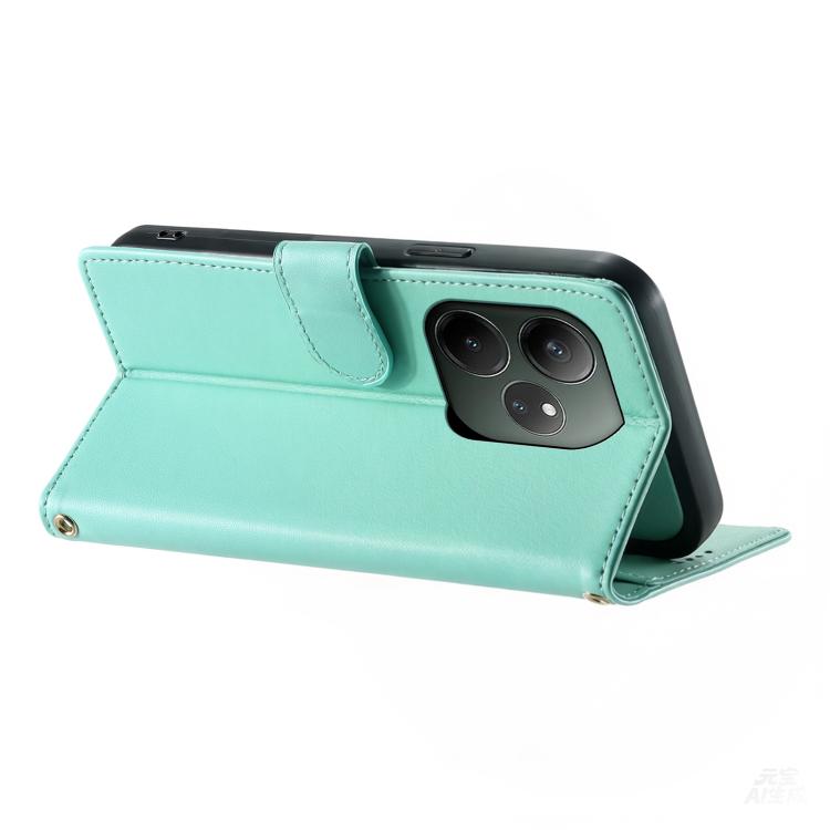 For Realme GT 6 Global Cute Cats Magnetic Closure Vegan Leather Phone Case with Strap