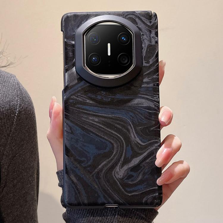 For Huawei Mate X6 Matte Skin Feel Black Frame Silk Flow Texture Pattern Shockproof Phone Case