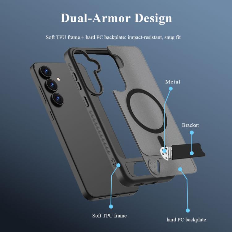 For Galaxy S25 FE 5G LeReach Le-Chic Series Integrated Hidden Kickstand Magnetic Phone Case
