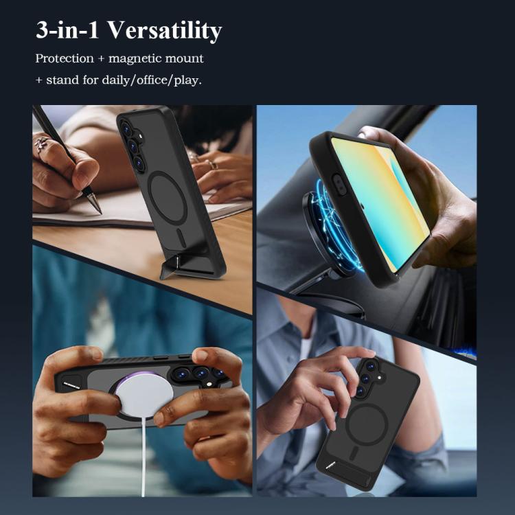 For Galaxy S25 FE 5G LeReach Le-Chic Series Integrated Hidden Kickstand Magnetic Phone Case