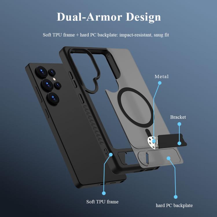 For Galaxy S25 Ultra 5G LeReach Le-Chic Series Integrated Hidden Kickstand Magnetic Phone Case
