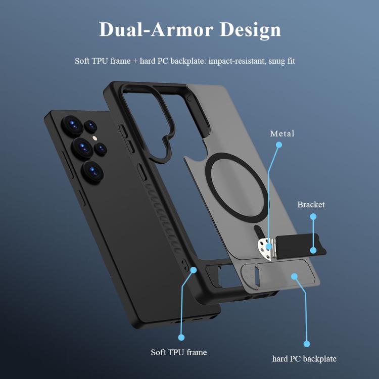 For Galaxy S24 Ultra 5G LeReach Le-Chic Series Integrated Hidden Kickstand Magnetic Phone Case
