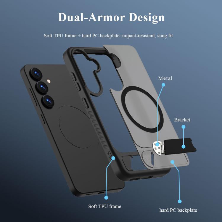 For Galaxy S24 5G/S25 5G LeReach Le-Chic Series Integrated Hidden Kickstand Magnetic Phone Case
