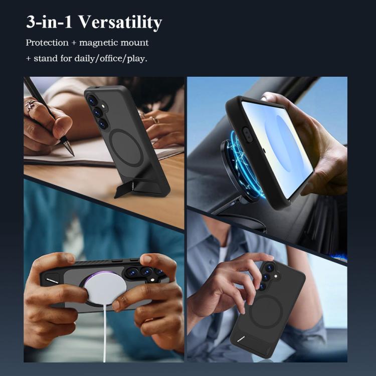 For Galaxy S24 5G/S25 5G LeReach Le-Chic Series Integrated Hidden Kickstand Magnetic Phone Case