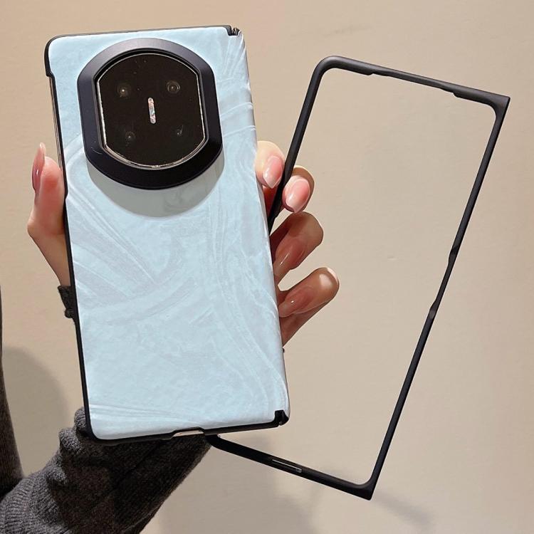 For Huawei Mate X7 Matte Skin Feel Black Frame Silk Flow Texture Pattern Phone Case with Frame