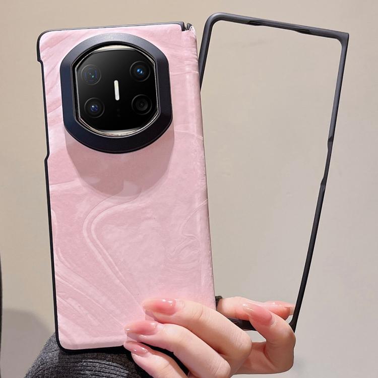 For Huawei Mate X6 Matte Skin Feel Black Frame Silk Flow Texture Pattern Phone Case with Frame