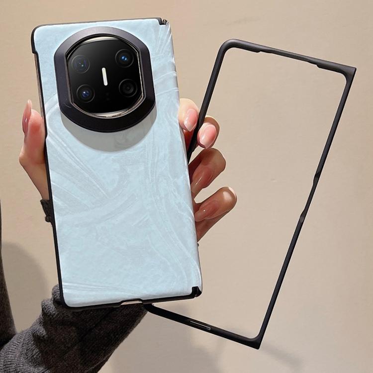For Huawei Mate X6 Matte Skin Feel Black Frame Silk Flow Texture Pattern Phone Case with Frame