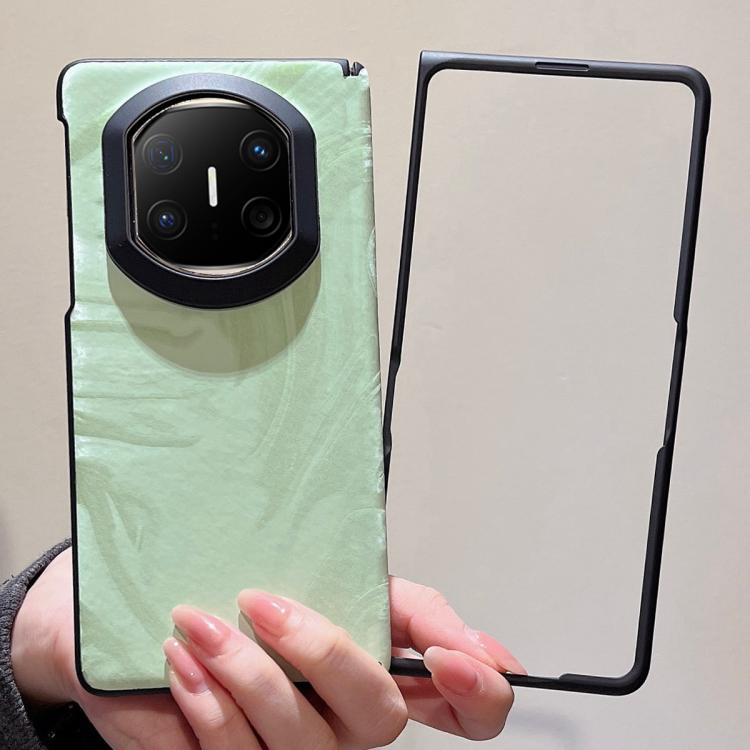 For Huawei Mate X6 Matte Skin Feel Black Frame Silk Flow Texture Pattern Phone Case with Frame