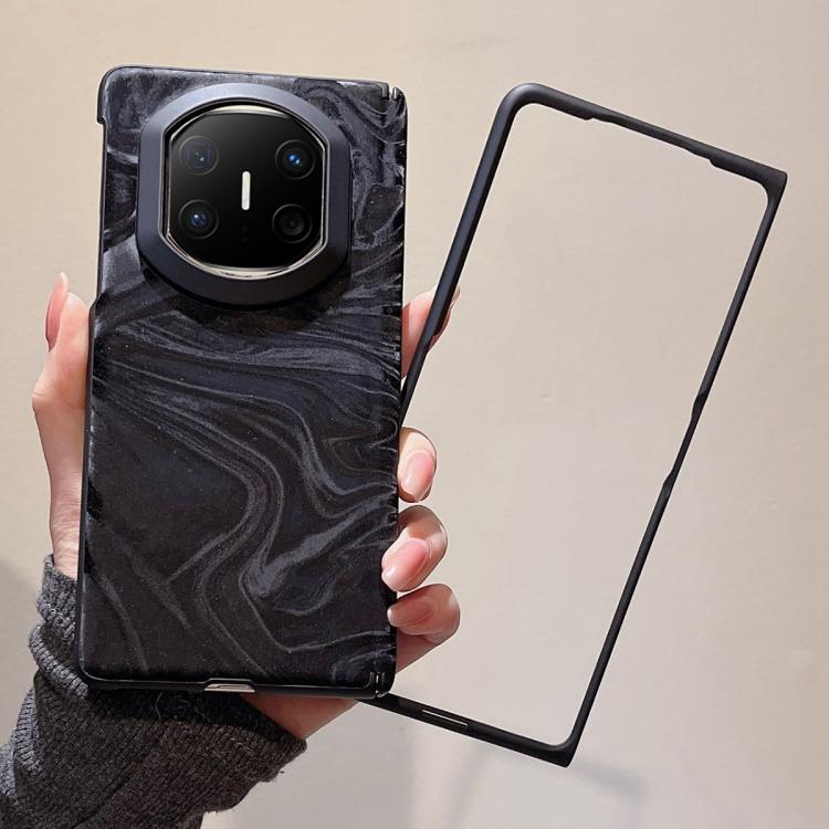 For Huawei Mate X6 Matte Skin Feel Black Frame Silk Flow Texture Pattern Phone Case with Frame