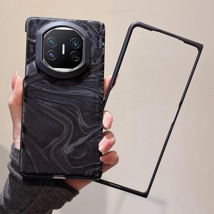 For Huawei Mate X5 Matte Skin Feel Black Frame Silk Flow Texture Pattern Phone Case with Frame