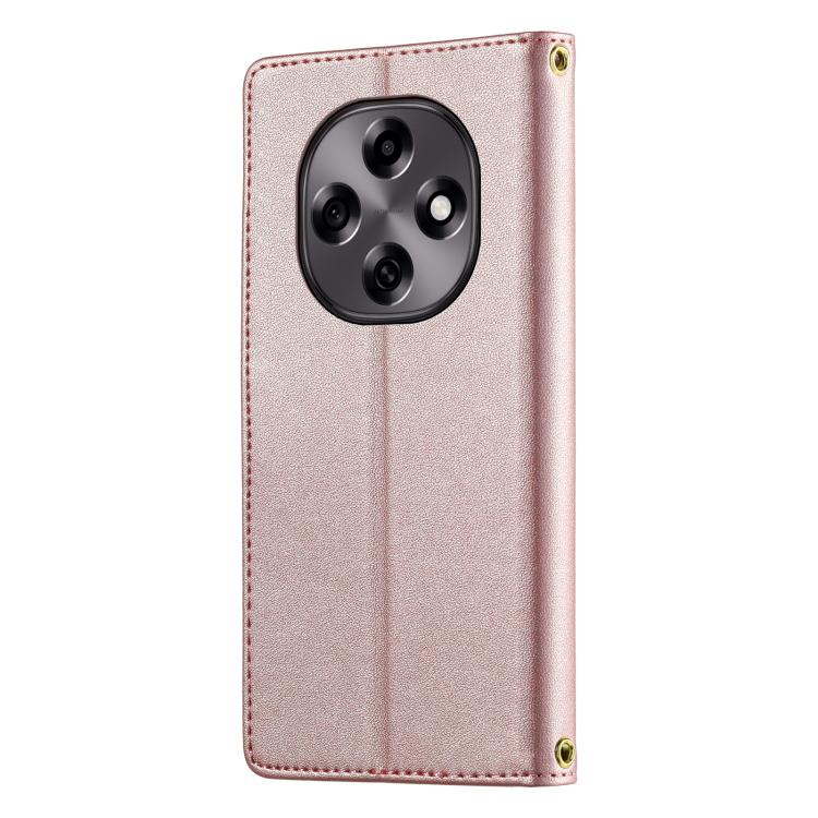 For OPPO A6 Pro 5G / 4G Global Cute Cats Magnetic Closure Vegan Leather Phone Case with Strap