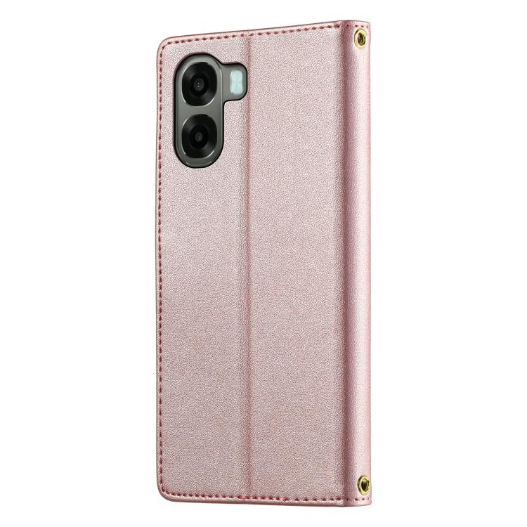 For OPPO A6x 5G / A6 5G Cute Cats Magnetic Closure Vegan Leather Phone Case with Strap