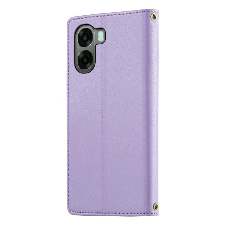 For OPPO A6x 5G / A6 5G Cute Cats Magnetic Closure Vegan Leather Phone Case with Strap